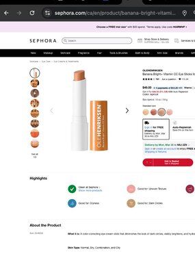 OLEHENRIKSEN Banana Bright+ Vitamin CC Eye Stick – Apricot BNIB